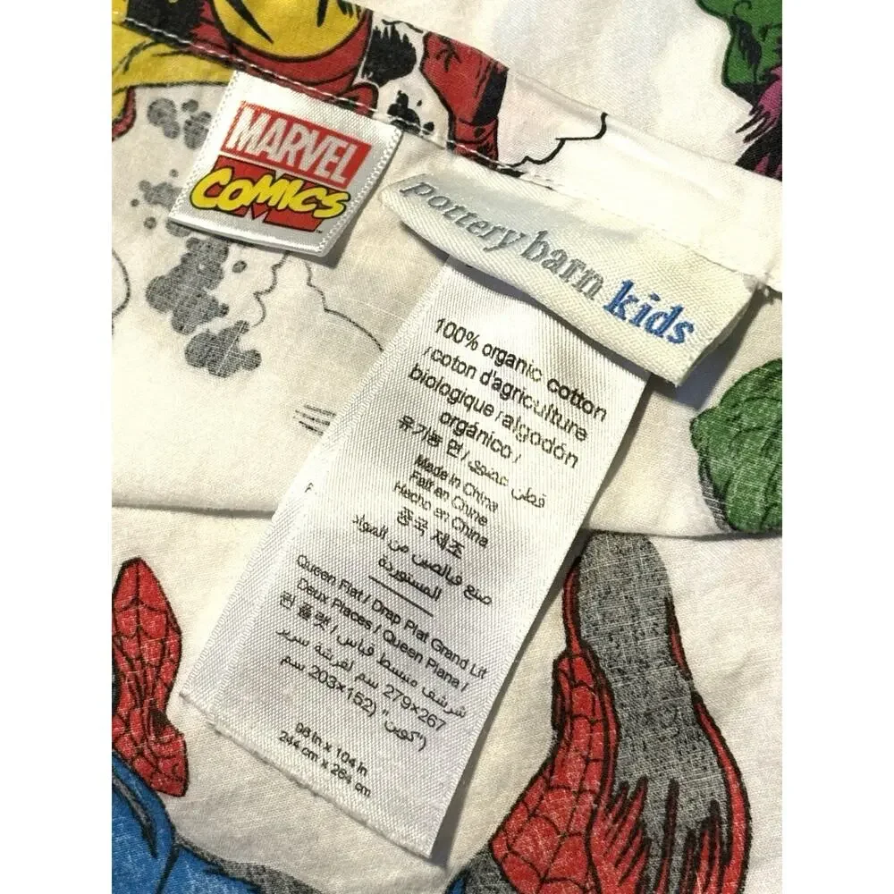Pottery Barn Kids PBK Queen Size Marvel Comics Superheroes Sheet Set 4 Pcs
